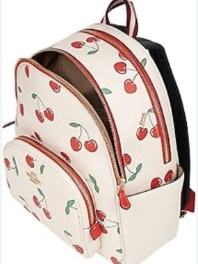 Authentic Coach Court Backpack With Heart Cherry Print CE628